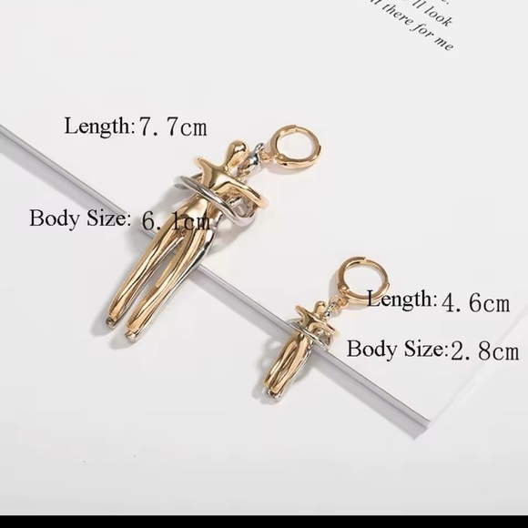 Abstract Dancing Couple Earrings-Gold And Silver - Picture 13 of 13